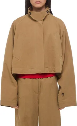 Helmut Lang Sandwash High Collar Crop Trench Coat at Nordstrom, Size X-Small