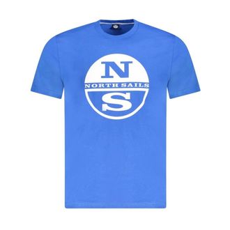 North Sails T-Shirts, male, Blue, XL, Blue Cotton Graphic T-Shirt Men