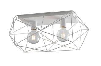 Netlighting Abraxas Globe Cage Semi Flush Ceiling Light White E27