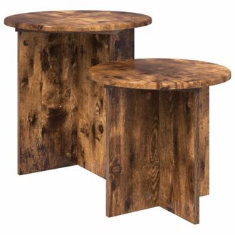 vidaXL Conjunto De Mesas Auxiliares 2 Pcs Roble Ahumado Vidaxl