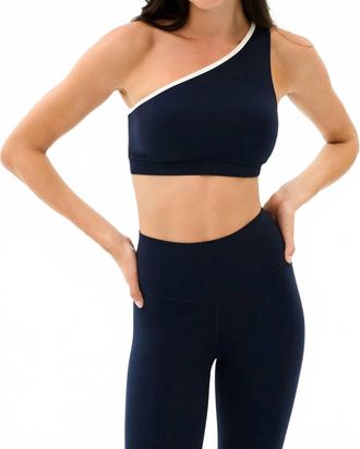SPLITS59 Josie Airweight One Shoulder Bra In Indigo/white