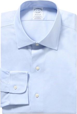 Brooks Brothers Overhemden, Heren, Blauw, M, Katoen, Regular Fit Non-Iron Stretch Pinpoint Overhemd met Ainsley Kraag