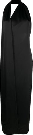 Loewe Scarf satin maxi dress - women - Polyester/Acetate - 38 - Black