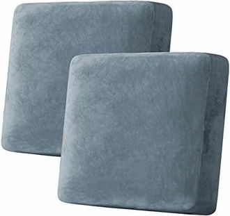 OEM Fundas El&aacute;sticas De Terciopelo Para Cojines De Sof&aacute; (paquete De 2, Azul Piedra) - Fundas Suaves Para Sof&aacute;s, Tumbonas Y Sillas - Compatibles Con Cojine