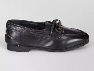 Bally round toe rubber sole moccasin plume