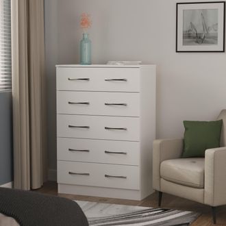 Welcome Furniture Alton Ready Assembled 5 Drawer Chest in White Matt - Welcome Furniture | TJ Hughes