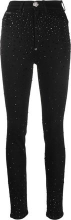 Philipp Plein rhinestone-embellished skinny jeans - women - Cotton/Elastane/Polyester - 25 - Black