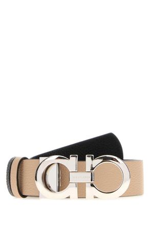 Ferragamo Beige Logo Buckle Reversible Belt