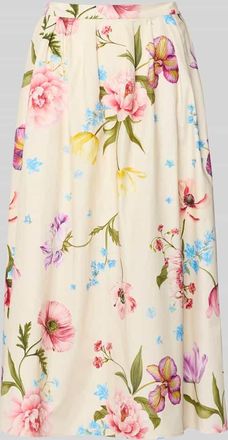 Oui Midirock im Allover-Look in Weiss, Gr&ouml;&szlig;e 34