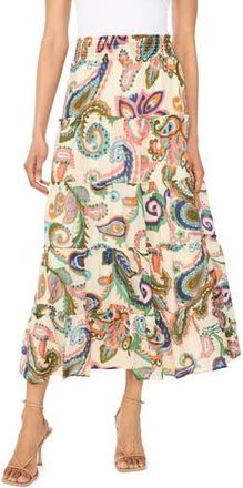 Vince Camuto Paisley Tiered Maxi Skirt in Taffy Pink at Nordstrom Rack, Size X-Small