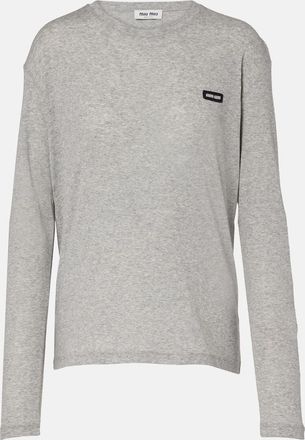 Miu Miu Embroidered cotton jersey T-shirt