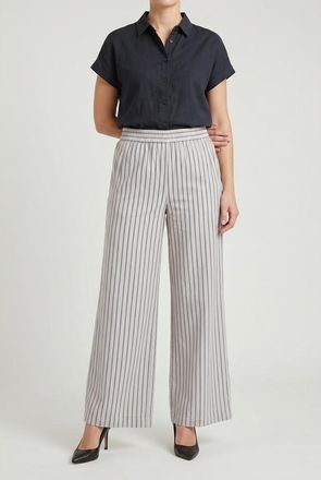 Brunello Cucinelli Off White Striped Wide Trousers, Brand Size 44 (US Size 10)