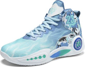 Generic Mens Basketball Shoes Breathable Anti Slip Sports Wear-Resistant Practical Training Boots Walking Shoes(White Moon,4.5 UK)