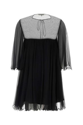 Chlo&eacute; Womens Sheer Georgette Dress Black Outer