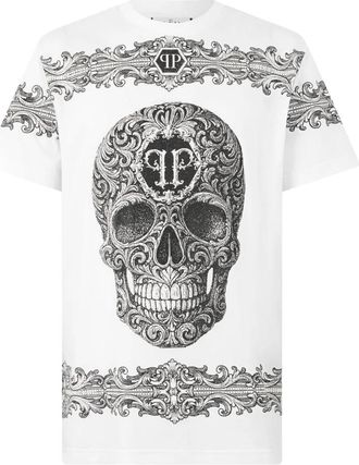 Philipp Plein T-shirt Ronde Hals Ss Skull - Heren - T-shirts - Wit - S - Katoen - Tops