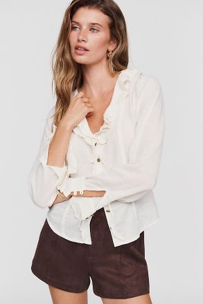 Pilcro 100% Cotton Ruffle Tux Blouse