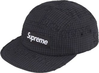 SUPREME SS26 Monogram Gingham Camp Cap Black SUP-SS26-1051-BLK
