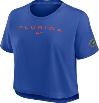Nike Florida Premium Performance Nike Womens Dri-FIT Cropped Top in Blue | 02OX4EVUFN-3PW