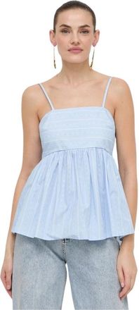 Twinset Mouwloze Top - Dames - Tops zonder mouwen - Blauw - L - Katoen - Tops