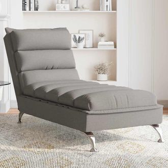 vidaXL Vidaxl - Sof&aacute; Div&aacute;n De Masaje Con Cojines De Tela Gris Taupe