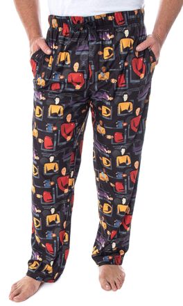 Intimo Star Trek The Next Generation Mens Allover Character Adult Lounge Sleep Pajama Pants (XL)