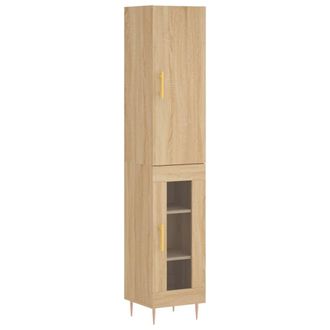 vidaXL Vidaxl - Aparador De Madera Contrachapada Roble Sonoma 34,5x34x180 Cm