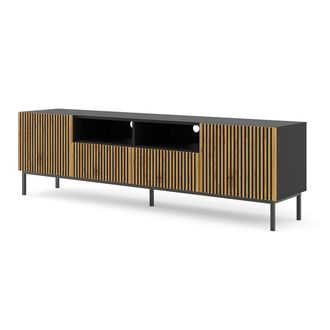 AC-D&eacute;co Ac-deco - Mueble Tv 2 Puertas 2 Cajones 200 Cm Phila&eacute; Madera Y Negro
