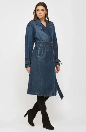 Hidden Jeans Devon Classic Denim Trench Coat In Dark Wash