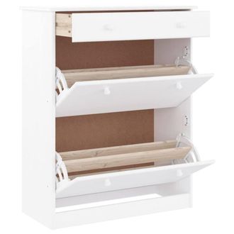 Berkfield Home Shoe Cabinet ALTA White 77x35x96 cm Solid Wood Pine | Size: 77 x 35 x 96 cm
