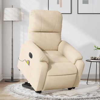 vidaXL Vidaxl - Sill&oacute;n Masaje El&eacute;ctrico Reclinable Elevable Tela Crema