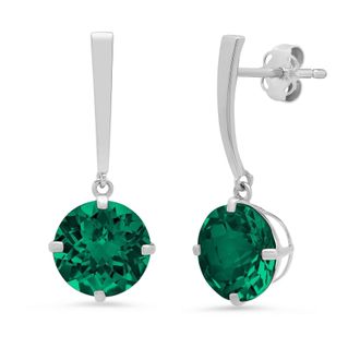 MAX + STONE 14k Yellow or White Gold 8mm Solitaire Gemstone Round Drop Dangle Earrings