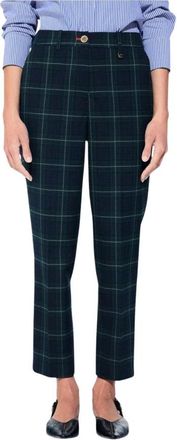 Lola Casademunt Tartan Broek - Dames - Slim Fit Broeken - Blauw - S - Leer - Broeken