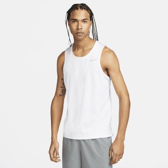 Nike Mens Miler Dri-FIT Running Tank Top in White | DV9321-100