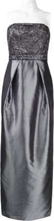Sue Wong Strapless Embellished Taffeta Dress In Charcoal