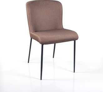 Oresteluchetta Set 2 sillas de tejido marr&oacute;n, estructura negra 82x49x59 cm