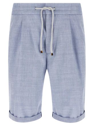 Brunello Cucinelli Light Blue Linen Blend Bermuda Shorts