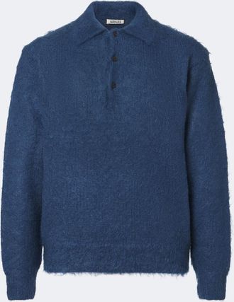 Auralee Mohair and wool polo sweater