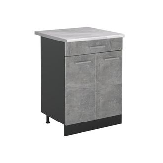 Vicco Mueble Bajo De Cocina R-line, Hormig&oacute;n/antracita, 60 Cm Con Caj&oacute;n Encimera M&aacute;rmol, Vicco