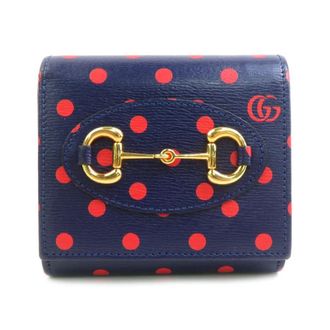 Gucci Navy Red Color Leather Wallet (Bi-Fold) (Pre-Owned)