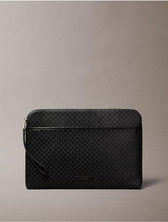 Calvin Klein Mens Coated Emblem Logo Laptop Case - Black