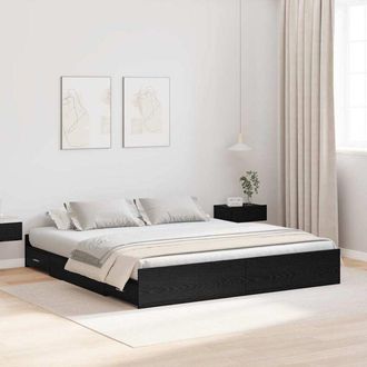 vidaXL Cama Con Almacenamiento Con Cabecera Roble Negro 180 X 200 Cm Vidaxl