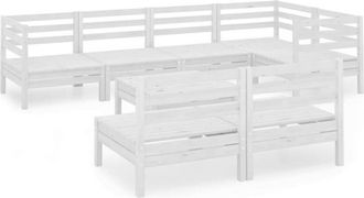 vidaXL 8 Piece Garden Lounge Set Solid Pinewood White vidaXL