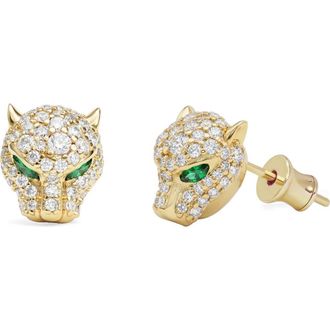 Melinda Maria Jaguar Pav&eacute; Stud Earrings in Gold-White at Nordstrom