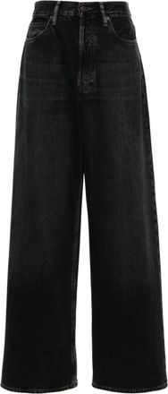 Acne Studios low-rise wide-leg jeans - women - Calf Leather/Cotton - 40 - Black