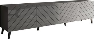 Mirjan24 Mobilier1 - Mueble Tv Charlotte 145, Grafito + Grafito Brillante, N&uacute;mero De Puertas: 0, N&uacute;mero De Cajones: 0, 200x52x42cm