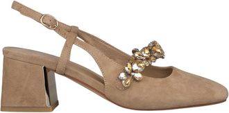 Alma En Pena Slingback Schoenen met Juwelen Band - Dames - Pumps - Beige - 36 EU - Leer - Schoenen