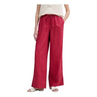 Benetton Broeken, Dames, Roze, XS, Linnen, Wijde broek