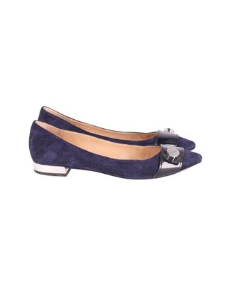 Armani Emporio Armani Puntneuzen Ballerinas in Blauw Suède