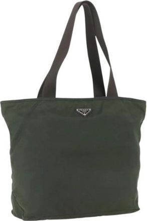 Prada Pre-owned Tote Bags, female, Green, Size: ONE SIZE Pre-owned Nylon Tote Bag