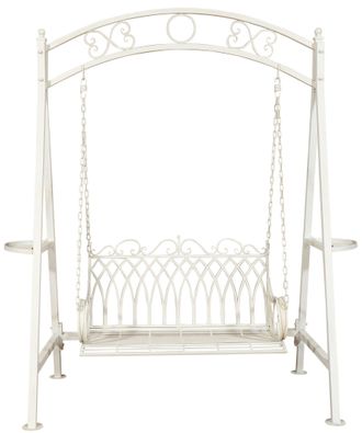 Biscottini International Columpio De Hierro Forjado Banco De Hierro Mecedora De Jard&iacute;n De 2 Plazas Sof&aacute; De Exterior Columpio De Hierro 198x100x220 Cm